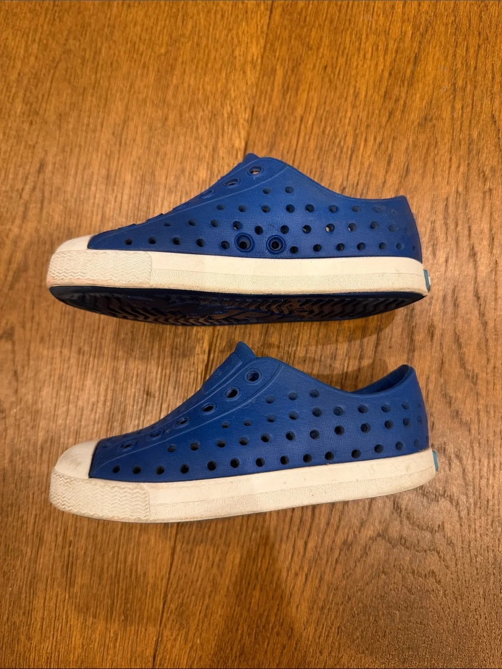 Native Kids Slip-On Water Shoes in Blue with White Toe Caps